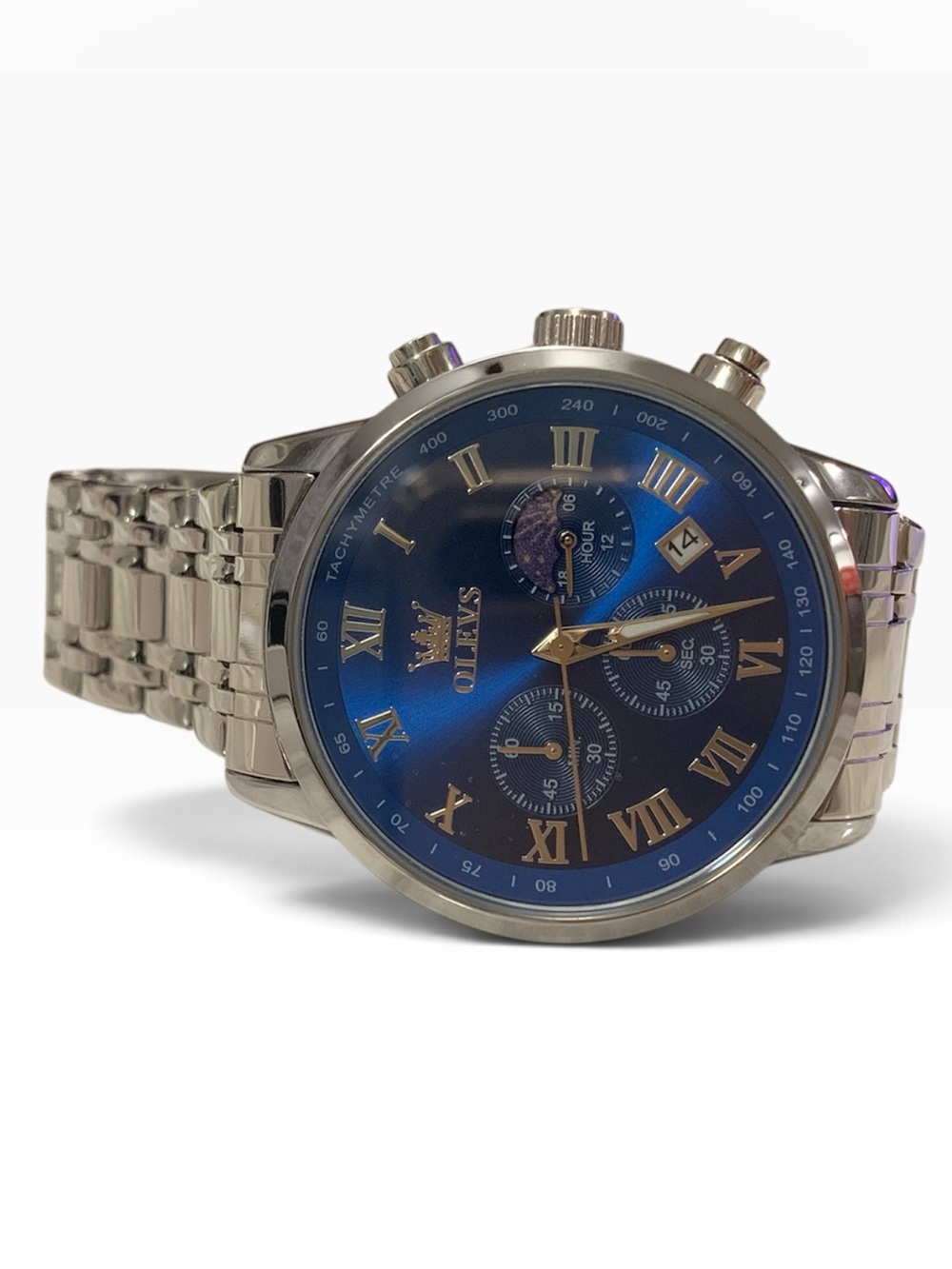 OLEVS Mens Watches Chronograph Business Dress Quartz Stainless Steel